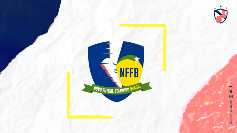 Imagem decorativa com a logo do Novo Futsal Feminino Brasil, campeonato da CBFS