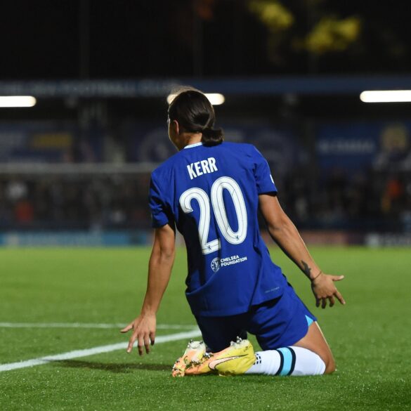 Sam Kerr faz quatro gols em Chelsea x Vllaznia.