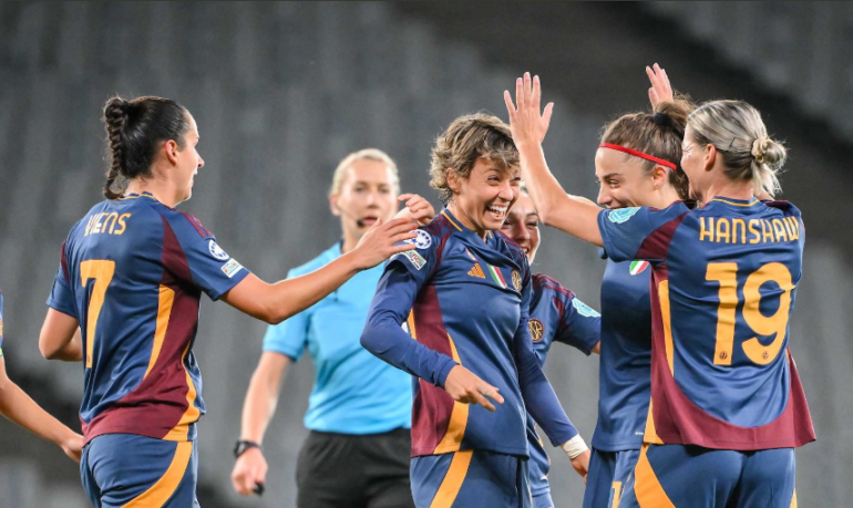 2ª rodada da Champions League Feminina 2024-25. Créditos: Divulgação/AS Roma Women